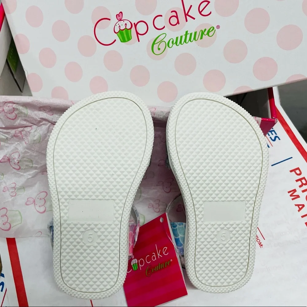 New Cupcake Couture Baby Girl Sandals Shoes Size 5M Glitter Multi